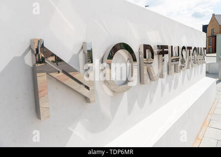 Le signe pour Northstowe une nouvelle ville en construction à South Cambridgeshire UK - un nouveau développement immobilier au Royaume-Uni Banque D'Images