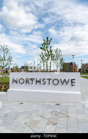 Le signe pour Northstowe une nouvelle ville en construction à South Cambridgeshire UK - un nouveau développement immobilier au Royaume-Uni Banque D'Images