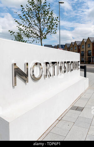 Le signe pour Northstowe une nouvelle ville en construction à South Cambridgeshire UK - un nouveau développement immobilier au Royaume-Uni Banque D'Images