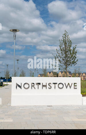 Le signe pour Northstowe une nouvelle ville en construction à South Cambridgeshire UK - un nouveau développement immobilier au Royaume-Uni Banque D'Images