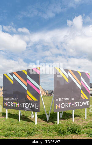 Le signe pour Northstowe une nouvelle ville en construction à South Cambridgeshire UK - un nouveau développement immobilier au Royaume-Uni Banque D'Images
