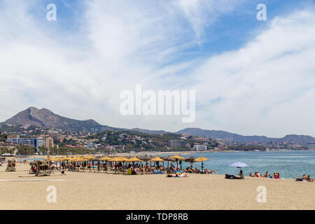 Plage de Malagueta à Malaga, Espagne Banque D'Images