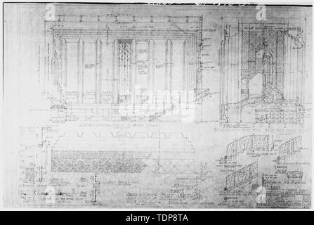 Photocopie de dessin architectural du (d'origine dans les fichiers de Milton T. Pflueger, AIA) Grand Hall d'élévations, PLAN DU PLAFOND, ET DES DÉTAILS - théâtre Paramount, 2025 Broadway, Oakland, Alameda County, CA Banque D'Images