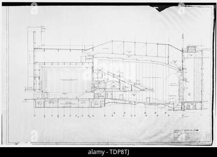 Photocopie de dessin architectural du (d'origine dans les fichiers de Milton T. Pflueger, AIA) SECTION LONGITUDINALE - Paramount Theatre, 2025 Broadway, Oakland, Alameda County, CA Banque D'Images