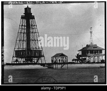 Photocopie de carte postale couleur Photographe inconnu, ca. 1907 PHARE ET WEATHER BUREAU STATION - Sand Key Lighthouse, Sand Key, Key West, Monroe County, FL Banque D'Images