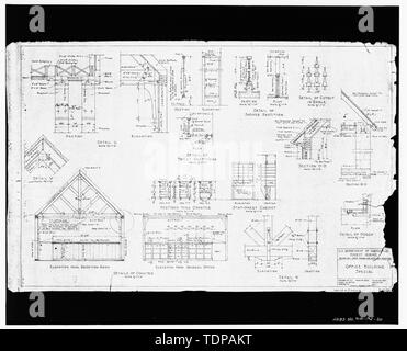 Photocopie de dessin (8 x 10 pouces de réduction non daté 24 x 36 cm ; plan directeur de l'ingénierie dans des fichiers, Mt. Baker Ranger District, Sedro-Woolley) Immeuble de bureaux, spécial, feuille 4 de 5 ; l'enjoliveur extérieur de treillis, ET LE CABINET DE DÉTAILS - Glacier Station forestière, Washington State Route 542, Glacier, comté de Whatcom, WA ; Civilian Conservation Corps ; Maul, David, émetteur Banque D'Images