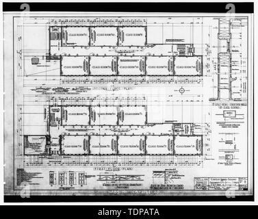 Photocopie de dimensions (localisation de l'original inconnu) doyen et doyen, architectes, mars 1928 PREMIÈRE ET DEUXIÈME ÉTAGE PLANS - Lincoln School, 418 P Street, Sacramento, comté de Sacramento, CA Banque D'Images