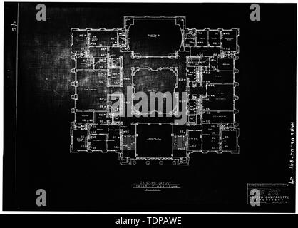 Photocopie de dimensions (localisation de l'original inconnu) Joseph Comparetto, délinéateur, date inconnue - Plan du troisième étage du palais de justice du comté de Hudson, 583, Avenue Newark Jersey City, comté de Hudson, NJ Banque D'Images