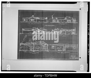 Photocopie de dessin (plan d'origine de Type Spécial Service Station en possession de la base aérienne MacDill, Génie Civil, Tampa, Floride, 1941 dessins d'architecture par la Standard Oil Company Service Technique de Louisville, KY) et de l'article - MacDill Air Force Base, Station-service, 7303 boucle d'Accrochage Drive, Tampa, Hillsborough County, FL Banque D'Images