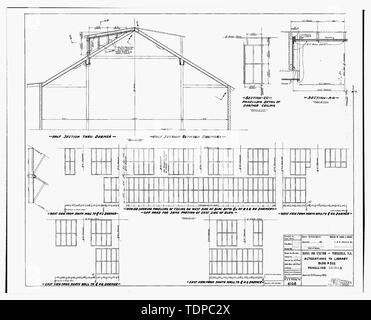 Photocopie de dessin (c'est toujours une 8 x 10 copie d'un négatif 8 x 10 ; 1933 le dessin architectural situé à Pensacola, Floride, Bâtiment n° 458) MODIFICATIONS DE BIBLIOTHÈQUE, bâtiment N° 322, LAMBRIS DÉTAILS, fiche 2 sur 3. - U.S. Naval Air Station, YMCA Building, West Avenue, Pensacola, FL, Escambia Comté Banque D'Images