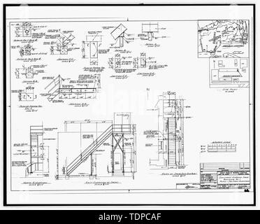 Photocopie de dessin (c'est toujours une 8 x 10 copie d'un négatif 8 x 10 ; 1967 le dessin architectural original situé au bâtiment n° 458, NAS Pensacola, Floride) Construire des escaliers extérieurs, bâtiment N° 1, les plans, coupes et élévations, feuillet no 1 - U.S. Naval Air Station, navire atelier de menuiserie, 368, avenue du Sud, Pensacola Escambia Comté, FL Banque D'Images