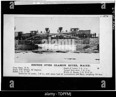(Original en possession de la Division de Génie Mécanique et Génie Civil, Smithsonian Institute) PARKER TRUSS BRIDGE DANS LE MAINE - Elm Street Bridge, enjambant la rivière Ottauquechee, Woodstock, comté de Windsor, VT ; Pont National et de fer ; de l'entreprise et de Woodstock Royalton Turnpike Company ; Raymond, William ; Raymond, Barna ; Marsh, Charles P ; Parker, Charles H ; Parker, un W ; Blodgett, William A ; Curry, Cadwallader ; Clement, Dan, émetteur ; Christianson, Justine, émetteur Banque D'Images