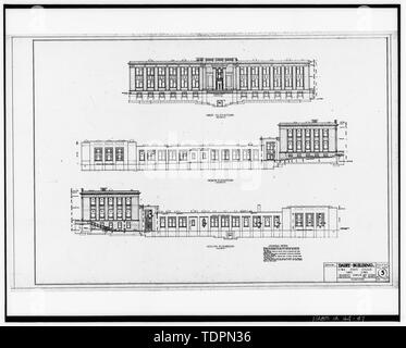 Photographie d'un dessin de construction d'origine, datée d'août 1927, en la possession de l'Office de la planification des installations, de l'Iowa State University, Ames, Iowa. De l'OUEST, DU NORD, DU SUD ET DE L'altitude ; feuillet no 5 de 10 - Bâtiment de l'industrie laitière, de l'Iowa State University Campus, Ames, IA, Story County Banque D'Images