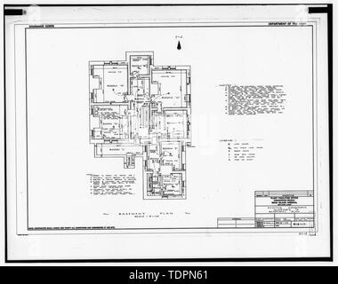 Photographie de dessin en possession des Plans d'Ingénierie et Services Division, Rock Island Arsenal. PLAN DE SOUS-SOL, sans date. - Rock Island Arsenal, Bâtiment n° 3, Terrasse dur entre Gillespie et avenues de l'Est, Rock Island, Rock Island Comté, IL ; Rodman, Thomas Jefferson Banque D'Images