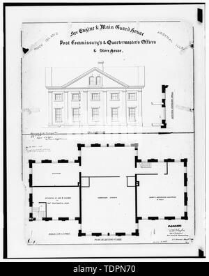 Photographie de dessin en possession des Plans d'Ingénierie et Services Division, Rock Island Arsenal. Fin de l'ÉLÉVATION ET DEUXIÈME ÉTAGE PLAN, 1873. - Rock Island Arsenal, Bâtiment n° 225, avenue Rodman entre rue Flagler Avenue et Gillespie, Rock Island, le comté de Rock Island, IL Banque D'Images