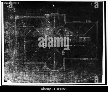 Photographie de dessin tiré de la possession de la Division de l'ingénierie de la direction de l'ingénierie et de l'habitation, Arsenal Watervliet, New York. PLAN du grenier, sans date. - Watervliet arsenal, bâtiment n° 2, Bricker Lane, South de Stewart Road, Watervliet, comté d'Albany, NY Banque D'Images