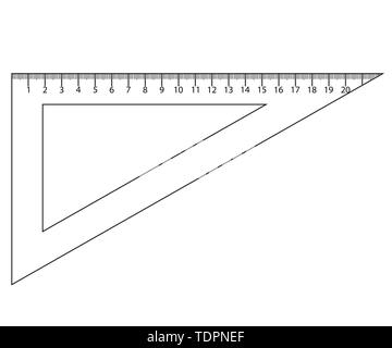 Dirigeants et Triangle d'angles, des règles indiquées en centimètres et en pouces Illustration de Vecteur