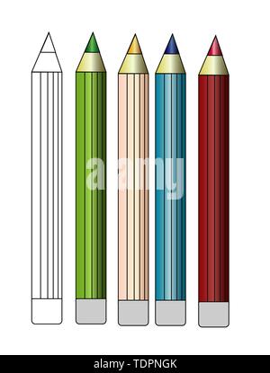 Crayon de couleur fixés librement organisés sur fond blanc. Illustration de Vecteur