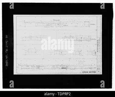 Copie photographique de la construction du dessin, reproduit 1957. ; Feuille 11- Cross Section Détails - Maison de vacances Bol, 3730 Crenshaw Boulevard, Los Angeles, Los Angeles County, CA Banque D'Images