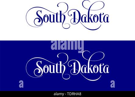 Typographie de l'USA South Dakota Membres Illustration manuscrite sur les couleurs d'État des États-Unis. La calligraphie moderne pour votre conception de l'élément. V simple Illustration de Vecteur