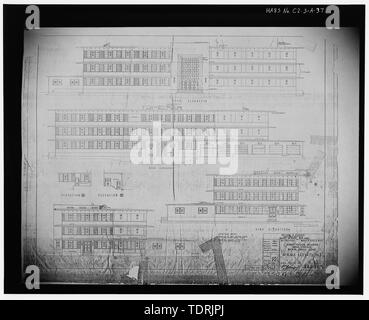 Copie photographique du dessin architectural (dessin original situé à l'Office de la propriété réelle, Naval Rodman, ou République du Panama), 1940. L'altitude. - Fort Amador, bâtiment d'administration, le Contre-amiral Nimitz Cercle, Panama City, ancienne zone du Canal de Panama, CZ Banque D'Images