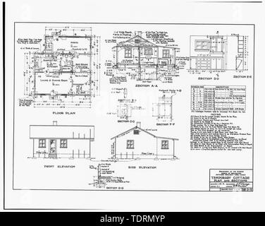 Copie photographique du dessin de construction d'origine en date du 11 juillet 1927 (du groupe d'enregistrement 115, Denver Branche de la National Archives, Denver). PLAN CHALET TEMPORAIRE ET SECTIONS. - Owyhee barrage, à travers Owyhee River, Nyssa, comté de Malheur, ou Banque D'Images