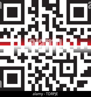 Simple moderne QR Code avec la lumière laser dans le Vector illustration isolé sur fond blanc. La technologie numérique, électronique, marketing, Internet Concep Illustration de Vecteur