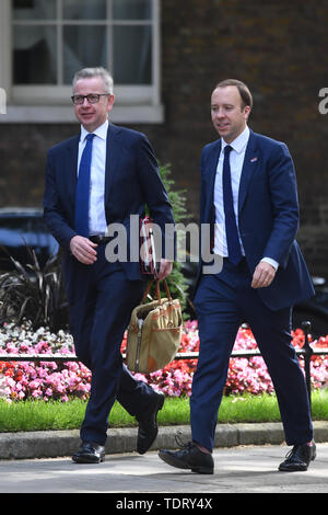 Secrétaire de l'environnement Michael Gove (à gauche) et le Secrétaire de la santé Matt Hancock arrivent pour une réunion du cabinet au 10 Downing Street, Londres. Banque D'Images