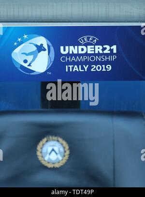 Udine, Italie. 17 Juin, 2019. firo : 17.06.2019, Fuvuball, International, Championnat de 2019, 1er match de l'Allemagne - Danemark, Logo, championnat d'Europe, dans le monde d'utilisation générale | Credit : dpa/Alamy Live News Banque D'Images