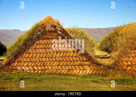 Gazon, maison historique Glaumbaer Glaumbaer Islande, Banque D'Images