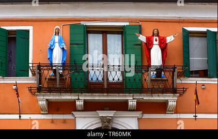 Vierge Marie et Jésus Christ dans l'île de Burano, Italie, Venise Banque D'Images