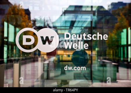 Logo de la chaîne internationale allemande Deutsche Welle, Allemagne, Berlin, Bonn Banque D'Images