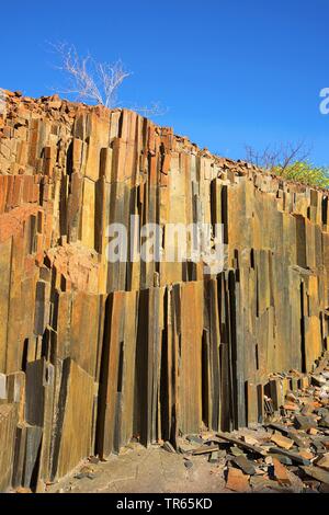 Tuyaux d'orgue, basaltes colonnaire près de Montagne Brûlée, Namibie, Namibie, Damaraland, Khorixas Banque D'Images