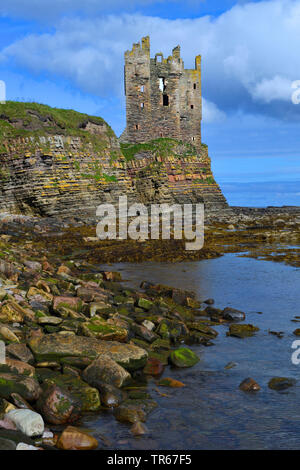 Ruines du château de keiss château à la côte, Royaume-Uni, Ecosse, Caithness Banque D'Images