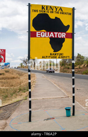 Signe de l'information 'Équateur', au Kenya, la Vallée du Rift - Nanyuki Banque D'Images