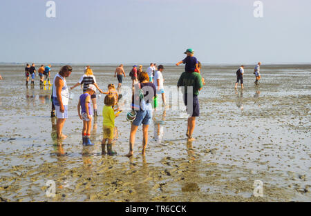 Visite guidée à travers les vasières près de Nessmersiel, ALLEMAGNE, Basse-Saxe, Schleswig-Holstein mer des Wadden Parc National, Nessmersiel Banque D'Images