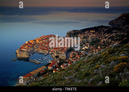 Vue de Dubrovnik en Croatie, la lumière du soir, Dalmatien, Dubrovnik Banque D'Images