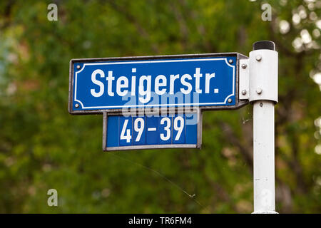 Plaque de rue "teigerstrasse », l'Allemagne, en Rhénanie du Nord-Westphalie, Ruhr, Dortmund Banque D'Images