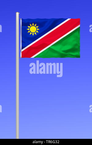 Drapeau de la Namibie contre le ciel bleu, la Namibie Banque D'Images