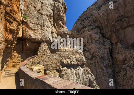 Capo Caccia, Grotta di Nettuno, escaliers escala del cabriol, Italie, Sardaigne Banque D'Images