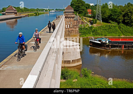 L'intersection de voies navigables Minden, Allemagne, Rhénanie du Nord-Westphalie, à l'Est de la Westphalie, Minden Banque D'Images