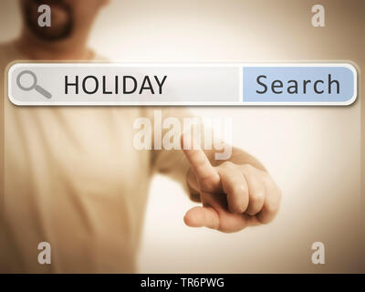 Recherche sur internet par la recherche de mots-clés maison de vacances Banque D'Images