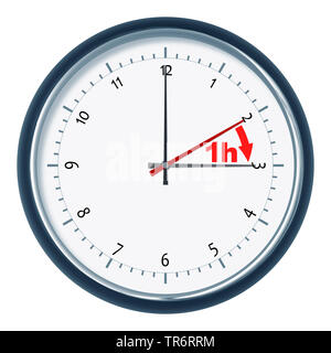 clock with hint for changing the clock to winter time Banque D'Images