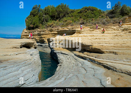 Rock formation Canal d'amour, de la Grèce, Corfou, Sidari Banque D'Images