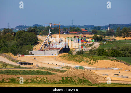 Nouvelle construction de l'autoroute A 94, la construction d'un pont au-dessus de l'Goldachtal, Allemagne, Bavière, Isental Banque D'Images