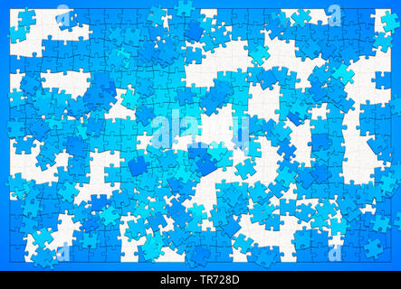 3D computer graphic, pièces de puzzle bleu manquant Banque D'Images