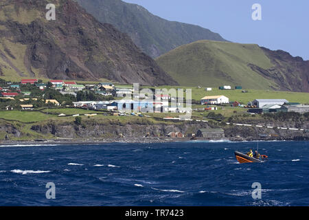 Tristan da Cunha vu de la mer, Tristan da Cunha Banque D'Images