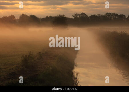 De Olde Maten dans la brume du matin, Pays-Bas Banque D'Images