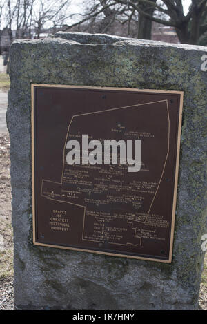 Grave yard où l'artisanat sorcières accusé était déposé dans la ville côtière historique de Salem au Massachusetts , USA Banque D'Images