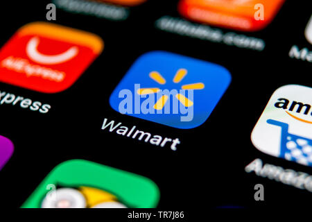Kaliningrad, Russie, le 30 septembre 2018 Walmart : l'icône de l'application sur Apple iPhone écran X close-up. Walmart icône de l'application. Walmart.com est multination Banque D'Images